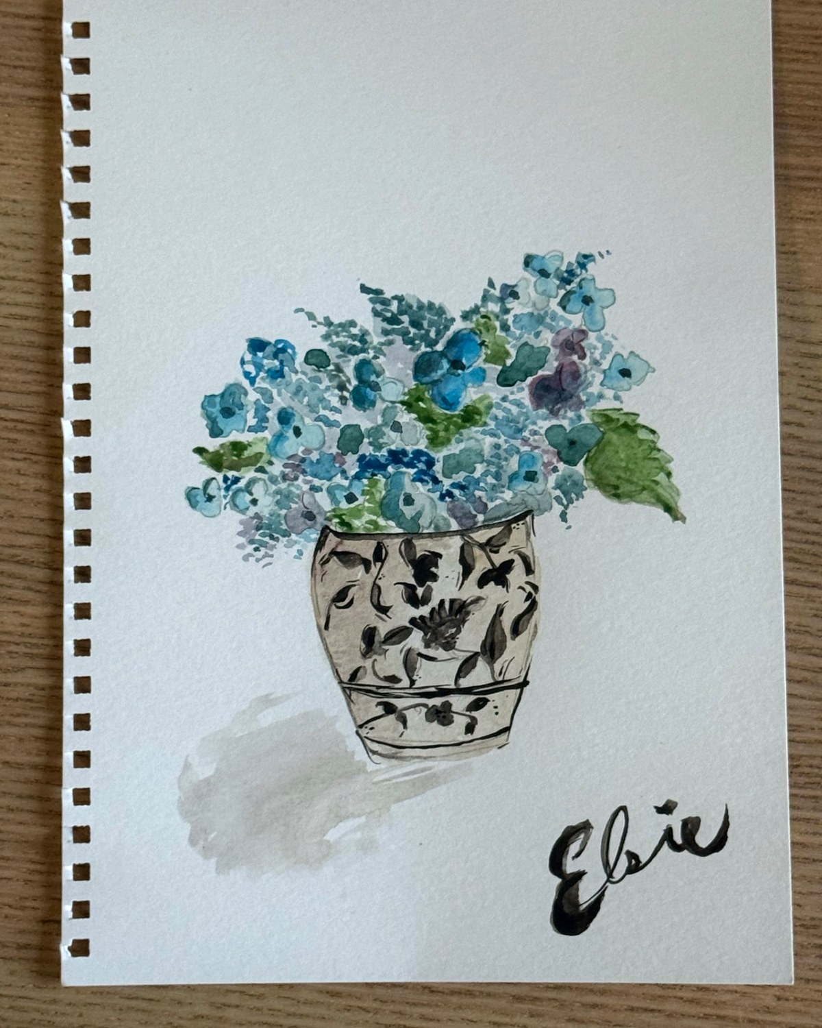 Blue Hydrangeas watercolor print