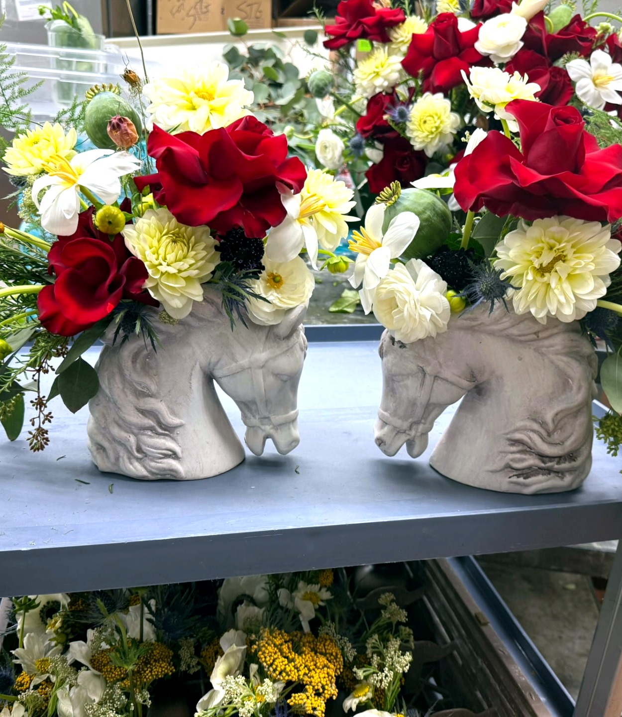 Twin Horse Vases — Sculptural arrangement for the table